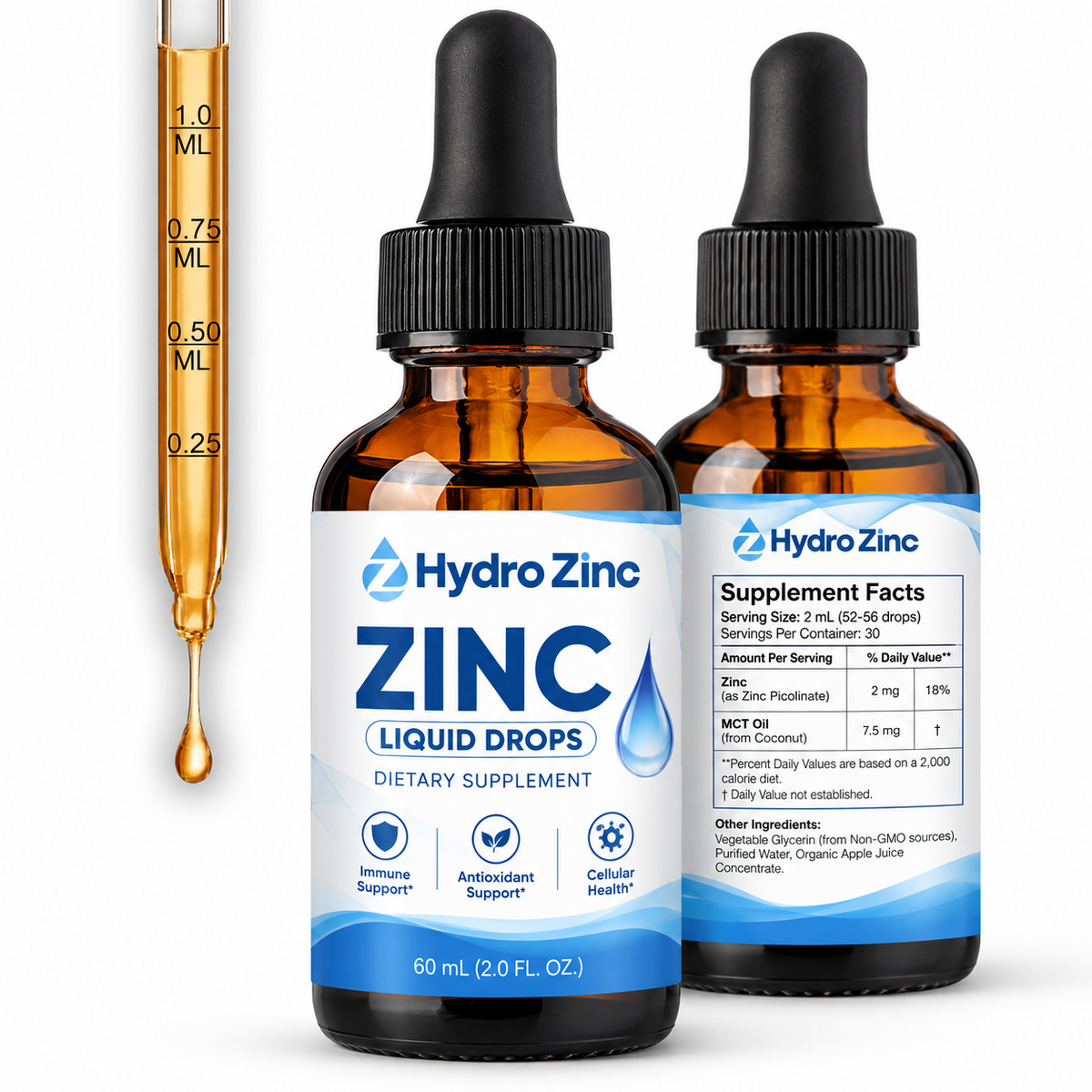 Liquid Zinc Drops – Zinc Sulfate Supplement, 60 mL